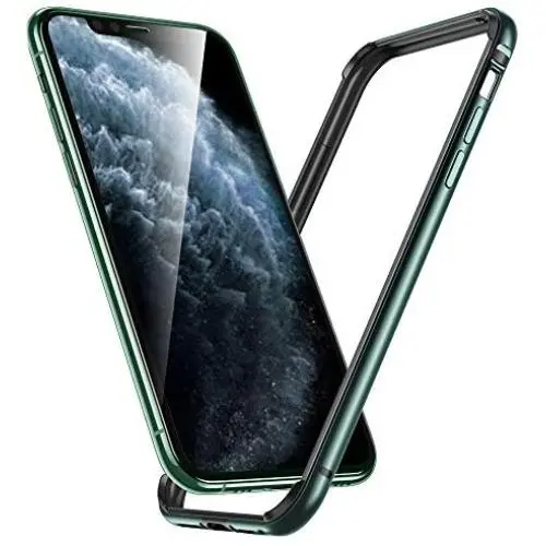 ESR Bumper Case Compatible for iPhone 11 Pro Max, Metal Frame Armor with Soft Inner Bumper [Zero Signal Interference] [Raised Edge Protection] for iPhone 11 Pro Max 6.5''(2019), Dark Green