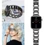 OULUCCI Stainless Steel Band Compatible Apple Watch Band 38mm 40mm Women Iwatch Series 6, SE, Series 5, Series 4, Series 3, Series 2 1 Accessories Metal Wristband D-Shape Sport Strap BLACK