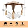 DikaSun Gazebos for Patios Single Roof Gazebo with Curtains, Outdoor Shade Canopy Gazebo with Adjustable Top Corner Tubes (Beige)