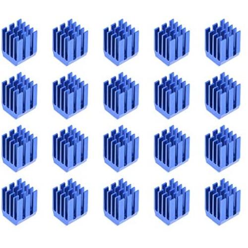 uxcell Heatsink with Thermal Conductive Adhesive Tape 9 x 9 x 12mm Blue 20pcs