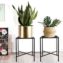 Metal Plant Stand, KABB Iron Art Flower Pot Holder, Modern Metal Display Potted Rack,Rustproof Flower Pot Stand | Decorative Plant Holder for Home, Garden, Patio, Plant Lovers, Housewarming (2 Pack)