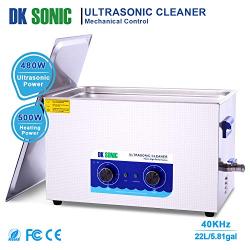 Commercial Ultrasonic Cleaner - DK SONIC Sonic Cleaner with Heater and Basket for Metal Parts,Carburetor,Fuel Injector,Brass,Auto Parts,Engine Parts,Motor Repair Tools,etc (22L, H)