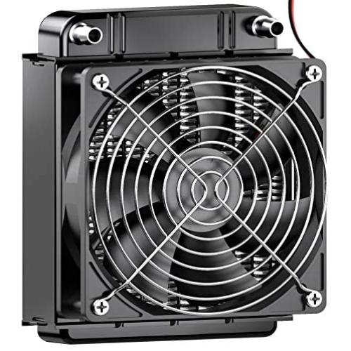 Clyxgs Water Cooling Radiator, 8 Pipe Aluminum Heat Exchanger Radiator with Fan for PC CPU Computer Water Cool System DC12V 80mm