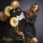 Whaline Balloon Arch & Garland Kit, 120Pcs Black, White, Gold Confetti and Metal Latex Balloons with 1pcs Tying Tool, Balloon Strip Tape for Graduation, Wedding, Birthday Decor