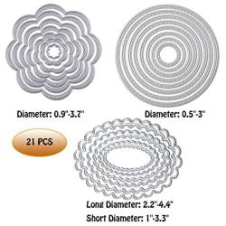 4 Sets / 27 PCS Metal Cutting Dies Stencil for Card Making Scrapbooking DIY Album Paper, TuNan Carbon Steel Template Molds, Embossing Tool for Envelope Gift Box - Flowers, Leaves, Circle, Oval