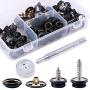 Glarks 120-Pieces Stainless Steel Marine Grade Canvas and Upholstery Boat Cover Snap Button Fastener Kit with 2Pcs Setting Tool (40 Sets) - Black