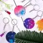 Duufin 120 Pcs Acrylic Transparent Circle Blanks Keychain Tassels Set Including 30 Pcs Acrylic Circle Disc(2 inches) 30 Pcs Key Rings with Chain 30 Pcs Jump Rings and 30 Pcs Craft Tassels