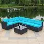 Amolife 7 Pieces Patio PE Rattan Sofa Chair Set Outdoor Sectional Furniture Black Wicker Conversation Set with Cushions and Tea Table Amolife 7 Pieces Patio PE Rattan Sofa Chair Set Outdoor Sectional Furniture Black Wicker Conversation Set with Cushions and Tea Table