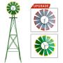 sunseen 8FT Windmill Decor Outdoor Ornamental Wind Sculptures Spinners Metal Wind Mill Decoration Weather Vane Weather Resistant for Garden Yard Lawn Farm (Green)