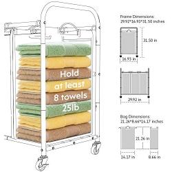 ROMOON Laundry Sorter, 3 Bag Laundry Hamper Sorter with Rolling Heavy Duty Casters, Laundry Organizer Cart for Clothes Storage, Gray