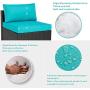 Walsunny 7pcs Patio Outdoor Furniture Sets,Low Back All-Weather Rattan Sectional Sofa with Tea Table&Washable Couch Cushions&Ottoman (Black Rattan)(Blue)