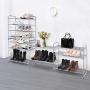 Simple Trending 4-Tier Stackable Shoe Rack, Expandable & Adjustable Shoe Shelf Storage Organizer, Metal Mesh, Silver