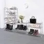 Simple Trending 4-Tier Stackable Shoe Rack, Expandable & Adjustable Shoe Shelf Storage Organizer, Metal Mesh, Silver Simple Trending 4-Tier Stackable Shoe Rack, Expandable & Adjustable Shoe Shelf Storage Organizer, Metal Mesh, Silver