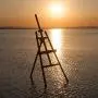 Marble Field Adjustable Wooden Tripod Easel Display Floor Easel Sketch Painting Portable, Black