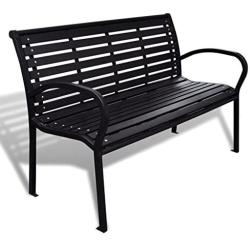 Festnight 3-Seater Outdoor Patio Garden Bench Porch Chair Seat with Steel Frame Solid Construction 49'' x 24'' x 32''