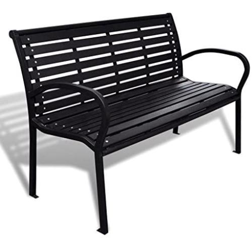 Festnight 3-Seater Outdoor Patio Garden Bench Porch Chair Seat with Steel Frame Solid Construction 49'' x 24'' x 32''
