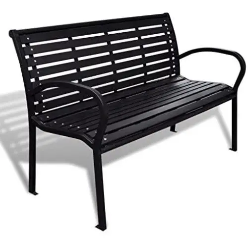 Festnight 3-Seater Outdoor Patio Garden Bench Porch Chair Seat with Steel Frame Solid Construction 49'' x 24'' x 32''