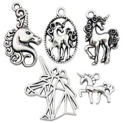 WOCRAFT 50pcs Craft Supplies Antique Silver Animals Unicorn Charms for Jewelry Making Crafting Findings Accessory for DIY Necklace Bracelet (M314)