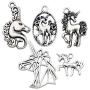 WOCRAFT 50pcs Craft Supplies Antique Silver Animals Unicorn Charms for Jewelry Making Crafting Findings Accessory for DIY Necklace Bracelet (M314)