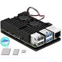 Pi 4 Case, Raspberry Pi 4 Armor Case Metal Case with Dual Fan Aluminium Alloy, Raspberry Pi 4 Fan, Pi 4 Heatsink for Raspberry Pi 4 Model/Pi 4B