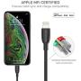 UNBREAKcable Lightning Cable iPhone Charger- [Apple MFi Certified] Ultra-High Lifespan 2.4A Charge iPhone Cable Compatible with iPhone Xs/XS Max/XR/X/ 8 8 Plus/ 7 7 Plus/iPad/iPod - 3.3ft 1M Black