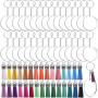 Duufin 120 Pcs Acrylic Transparent Circle Blanks Keychain Tassels Set Including 30 Pcs Acrylic Circle Disc(2 inches) 30 Pcs Key Rings with Chain 30 Pcs Jump Rings and 30 Pcs Craft Tassels