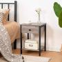HOOBRO Nightstand, 2-Tier End Table, Industrial Side Table with Drawer and Storage Shelf, Wood Accent Table with Metal Frame, Easy Assembly, Greige and Black BG40BZ01