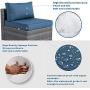 Walsunny 7pcs Patio Outdoor Furniture Sets,Low Back All-Weather Rattan Sectional Sofa with Tea Table&Washable Couch Cushions&Ottoman (Aegean Blue)