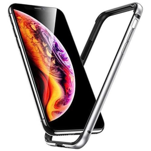 ESR Crown Metal Bumper Case for iPhone X, Metal Frame Armor with Soft Inner Bumper [Zero Signal Interference] [Raised Edge Protection] for iPhone X, Silver