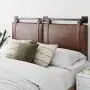 Nathan James Harlow Wall Mount Faux Leather or Fabric Upholstered Headboard, Adjustable Height Vintage Brown Straps with Black Matte Metal Rail, King Nathan James Harlow Wall Mount Faux Leather or Fabric Upholstered Headboard, Adjustable Height Vintage Brown Straps with Black Matte Metal Rail, King