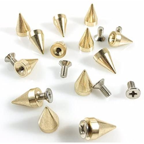 Cone Spikes 5/8'' Tall Metal Screwback Gold Finish 25 Pieces