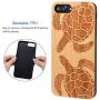 iProductsUS Wood Phone Case Compatible with iPhone SE (2020), iPhone 8, 7, 6/6S and Magnetic Mount, Cute Turtles Engraved in USA, Built-in Metal Plate,TPU Rubber Shockproof Covers (4.7 inch)