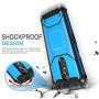 TJS Phone Case Compatible with LG Stylo 4 2018/Stylo 4 Plus/Q Stylus/Q Stylus Plus/Q Stylus Alpha, [Full Coverage Tempered Glass Screen Protector] Aluminum Magnetic Support Metal Plate Back (Blue)