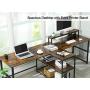 Sedeta 94.5 inches Two Person Desk, Double Computer Desk with Storage Shelves, Extra Long Workstation Desk with Monitor Stand, Power Strip with USB, Study Writing Desk for Home Office, Rustic Brown
