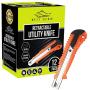 Utility Knife Retractable Heavy Duty Box Cutter w/ 2 Blade Per Set by White KaimanⓇ for Warehouse, Office, or Workshop Razor Knife - (12 Pack) Disposable Compact 18MM Retracting Utility Blade-Orange