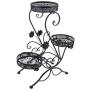 AISHN 3-Tiered Scroll Classic Plant Stand Decorative Metal Garden Patio Standing Plant Flower Pot Rack Display Shelf Holds 3-Flower Pot with Modern''S'' Design (Black)