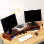 Superjare Monitor Stand Riser, Adjustable Screen Stand for Laptop Computer/TV/PC, Multifunctional Desktop Organizer - Walnut Brown
