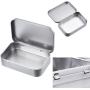 Hotop 12 Pack 3.75 by 2.45 by 0.8 Inch Silver Metal Rectangular Empty Hinged Tins Box Containers with Lids Mini Portable Box Small Storage Kit, Home Organizer