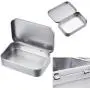 Hotop 12 Pack 3.75 by 2.45 by 0.8 Inch Silver Metal Rectangular Empty Hinged Tins Box Containers with Lids Mini Portable Box Small Storage Kit, Home Organizer