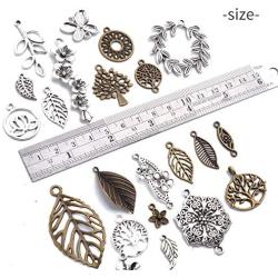 Leaf Charms Collection,100 Pieces Assorted Tree of Life Charms Hollow Tree Leaves Alloy Beads for Jewelry Making Accessory DIY Necklace