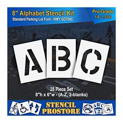 Pavement Stencils - 8 inch Alphabet KIT Stencil Set - (28 Piece) - 8'' x 6'' x 1/8'' (128 mil) - Pro-Grade