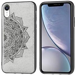 Case Compatible with Apple iPhone X/XS,5.8 Inch LCD Screen [5.8'' ONLY] Case - 3D Fabric Flower TPU,Polycarbonate Cloth Slim Fit Anti-Scratch Built-in Metal Plate for Magnetic Car Phone Holder-Grey