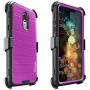 COVRWARE Iron Tank Case Compatible with Stylo 5 / Stylo 5+ / 5X / Plus with Built-in Screen Protector Heavy Duty Full-Body Rugged Holster Armor Cover Brush Metal Texture Design Belt-Clip, Magenta