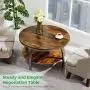 GreenForest 35.4 Inch Round Coffee Table 2-Tier Large Size Industrial Design Sofa Table for Living Room with Storage Shelf Metal Legs Center Table, Rustic Brown GreenForest 35.4 Inch Round Coffee Table 2-Tier Large Size Industrial Design Sofa Table for Living Room with Storage Shelf Metal Legs Center Table, Rustic Brown