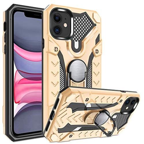 iPhone 11 Case | iPhone 11 Phone Case | Metal 360 Degree Ring Kickstand | Atump Military Grade 15ft. Drop Shockproof Tested Protective Case | Car Mount Phone Case for iPhone 11 Gold