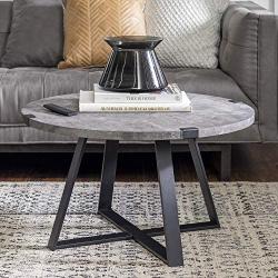 Walker Edison Anastasia Modern Metal Wrap X Base Coffee Table, 30 Inch, Grey Concrete