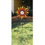 Unido Solar Powered Metal Sunray Garden Stake with Color Changing LED Light and Mosaic Glass Crackle Ball