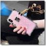 KAPADSON for iPhone X/XS 5.8'' Case,Luxury Clear Shell Crystal Square Metallic Corner Fashion Soft Cover -Pink