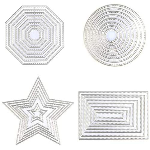 WOWOSS 32 Pieces Cutting Dies Stencil Metal Template Moulds, 4 Different Shapes Embossing Tools for Scrapbook, Album, Paper DIY Crafts & Card Making