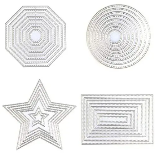 WOWOSS 32 Pieces Cutting Dies Stencil Metal Template Moulds, 4 Different Shapes Embossing Tools for Scrapbook, Album, Paper DIY Crafts & Card Making